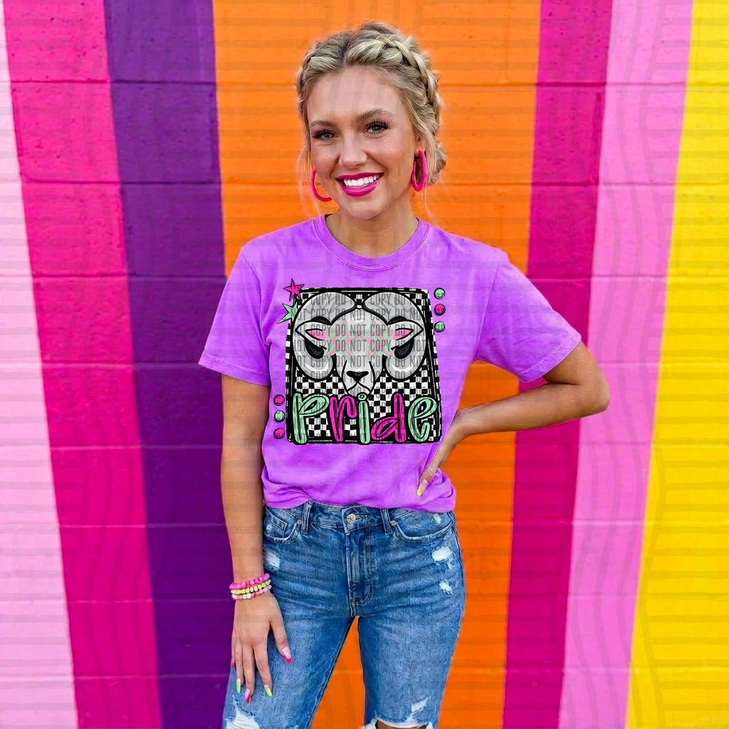 rams pride preppy checkered square colorful (Caplinger) DTF Transfer