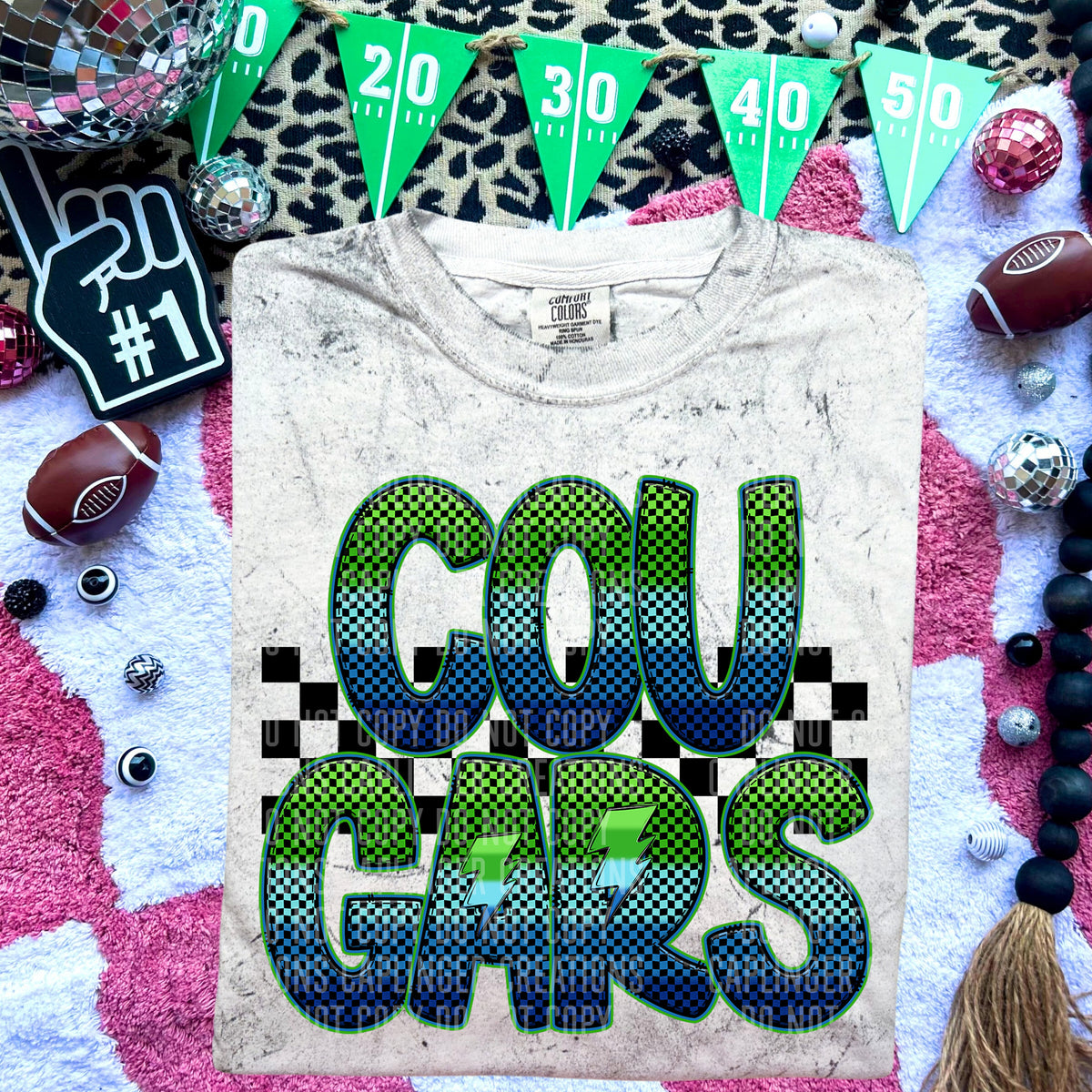 Cougars Blue and Green Checkered (Caplinger) DTF transfer