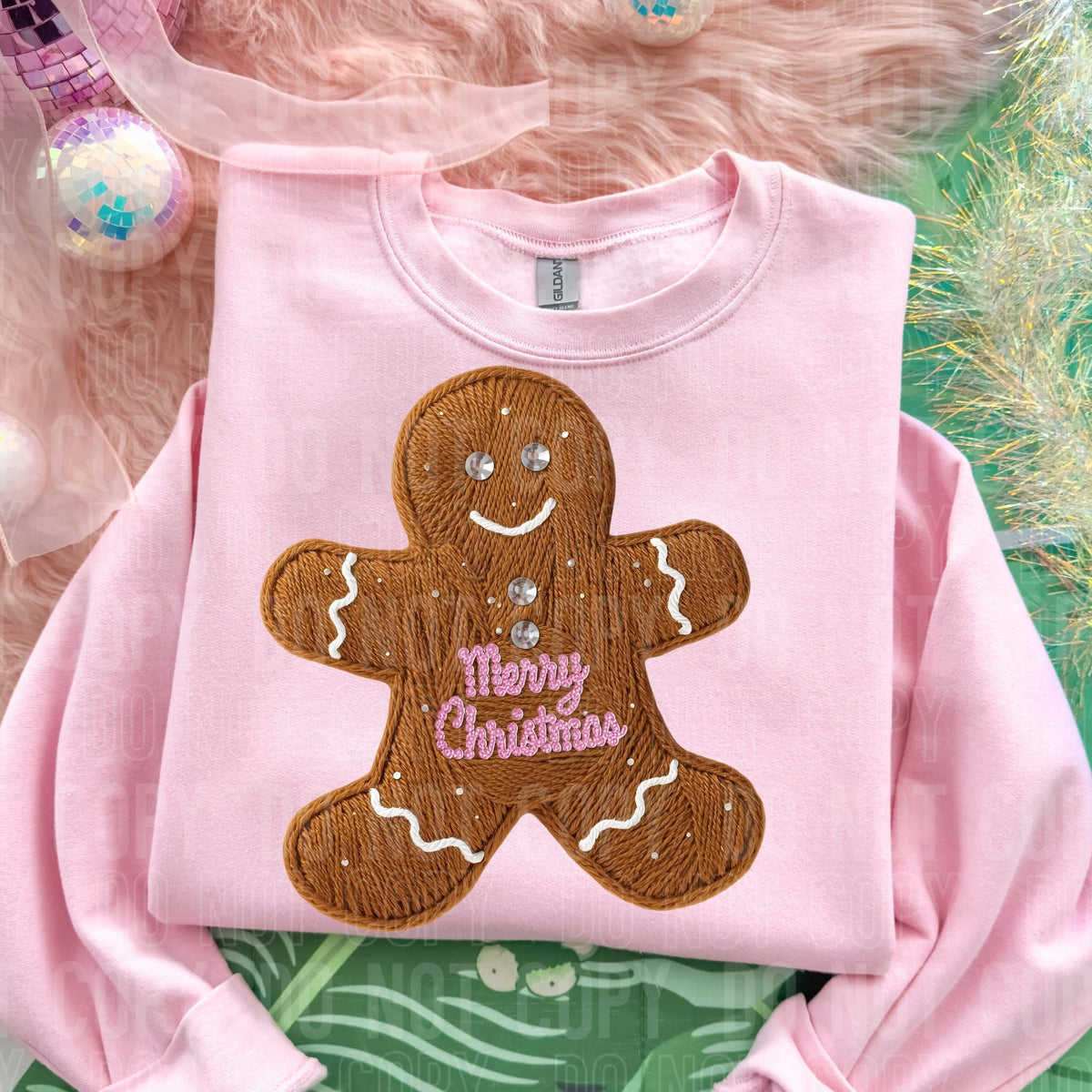 Faux Embroidery Merry Christmas Gingerbread (SBB) DTF Transfer