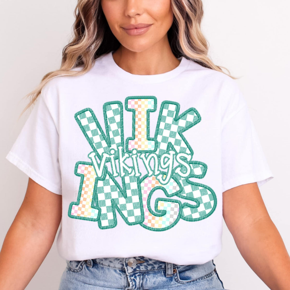 Vikings blue and colorful checkered (CITY) 85546 DTF transfer