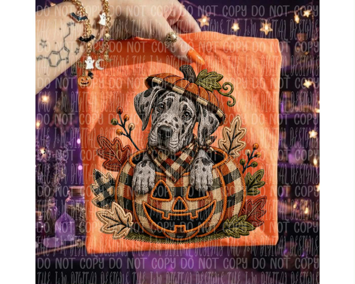 Marble Great Dane in pumpkin (J&M) DTF transfer