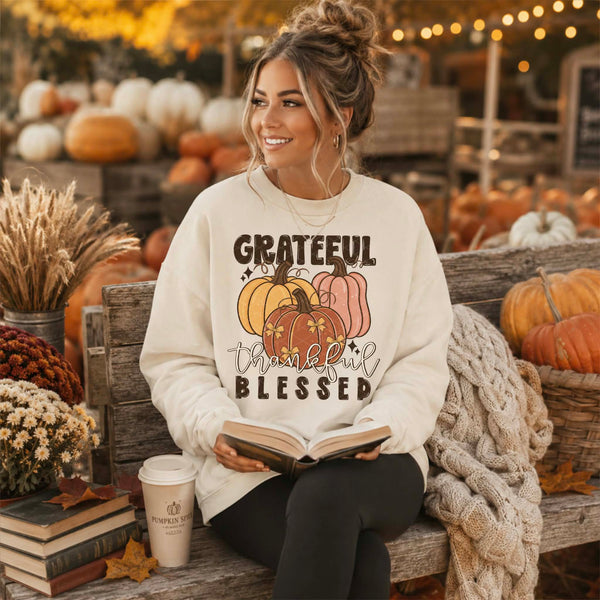 Grateful thankful blessed 3 pumpkins (SDD) DTF Transfer