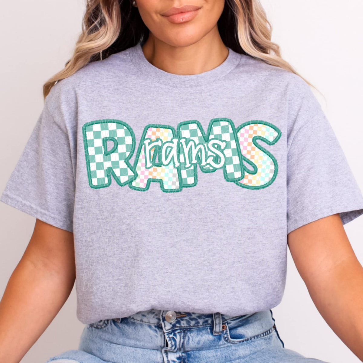Rams blue and colorful checkered (CITY) 85536 DTF transfer