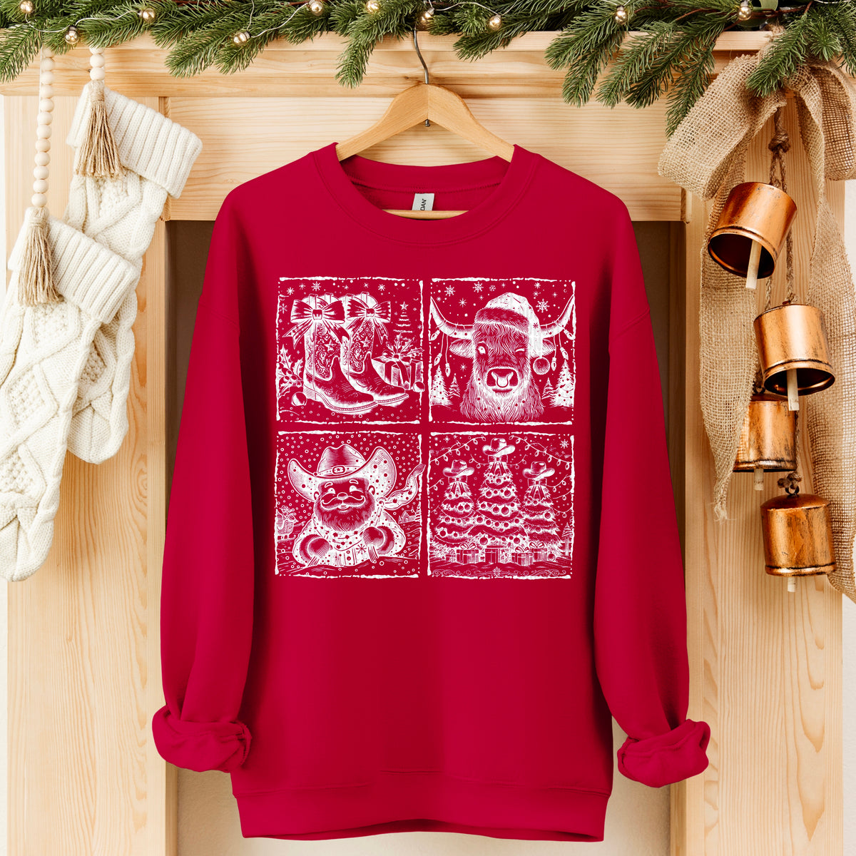 Western Christmas Square Frames WHITE 113397 DTF transfer