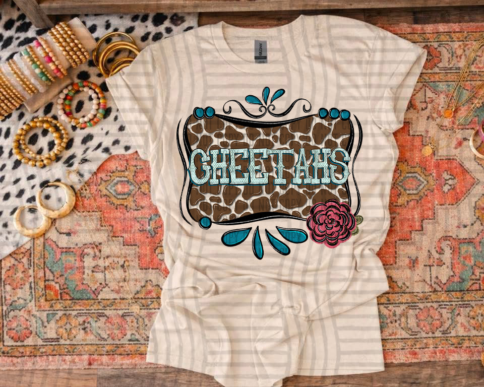 Cheetahs Cowhide & Turquoise Mascots (Caplinger) DTF transfer