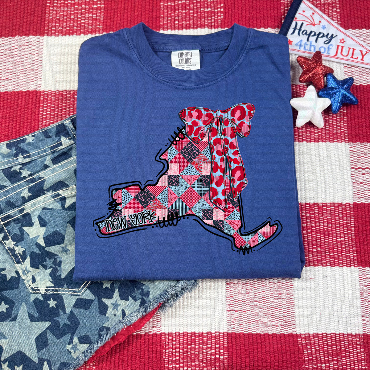 New York RWB faux patchwork (Caplinger) dtf transfer