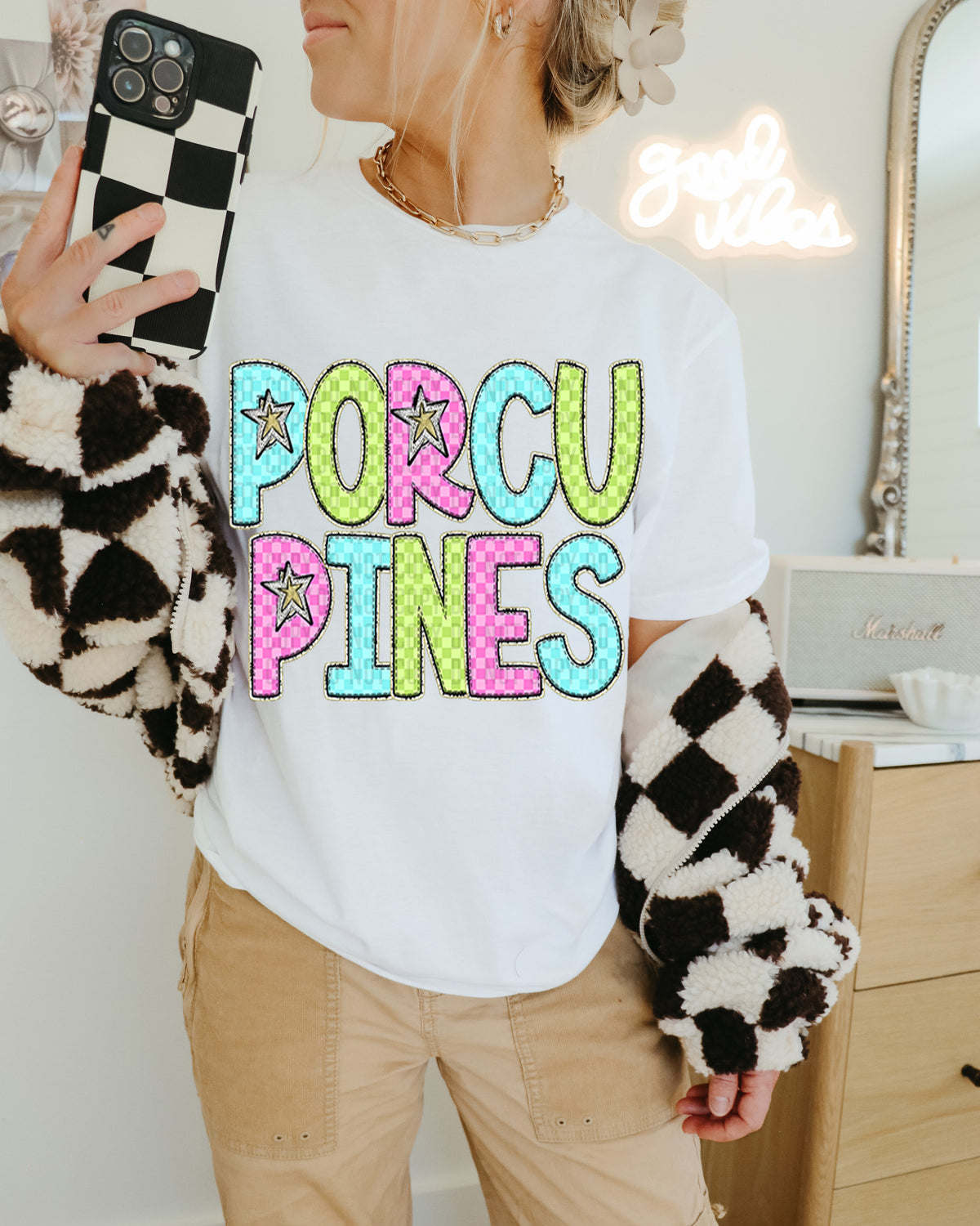 Porcupines Colorful Checkered (caplinger) DTF transfer
