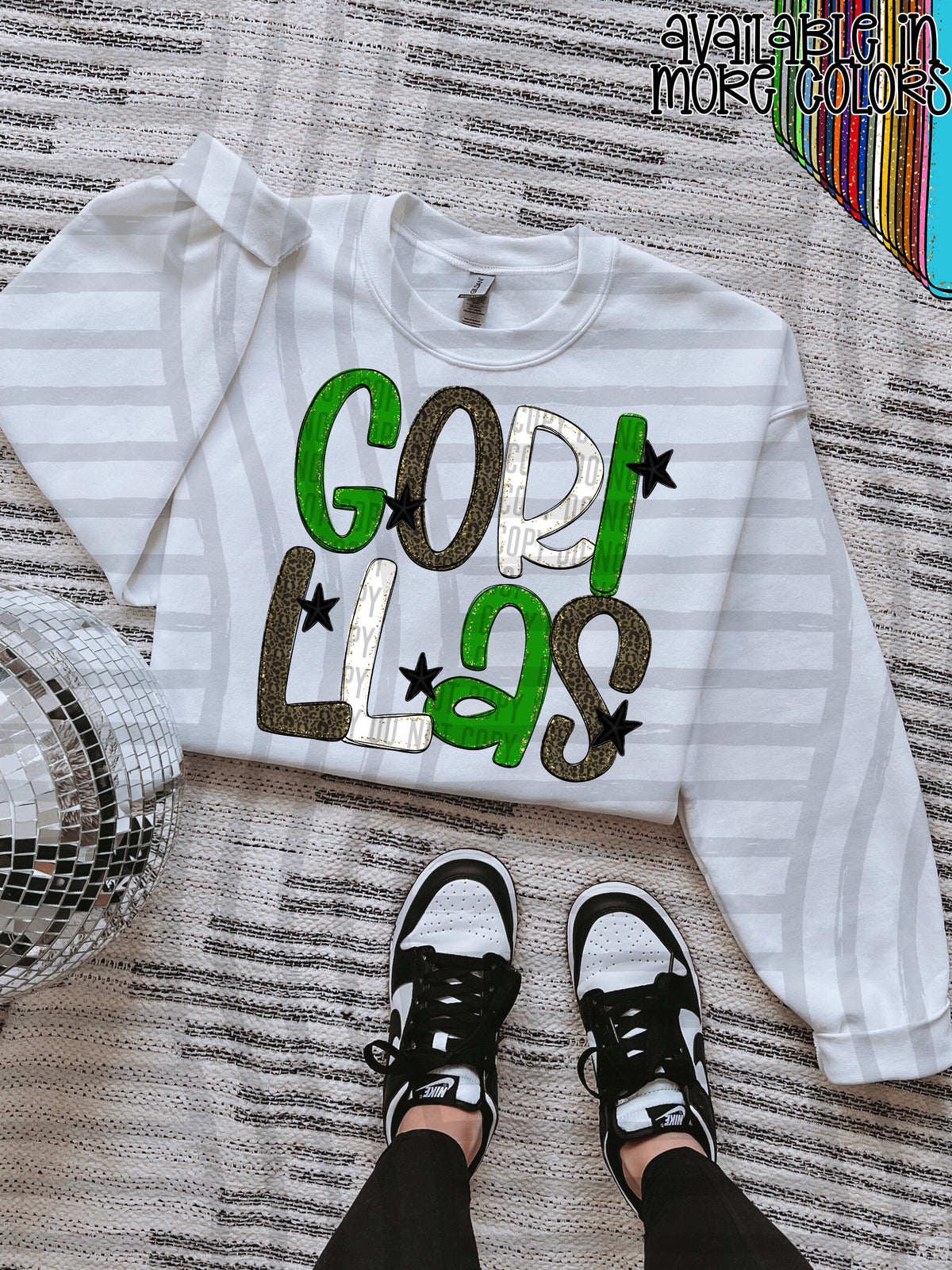 green, gray and white, gorillas stacked (Caplinger) DTF Transfer