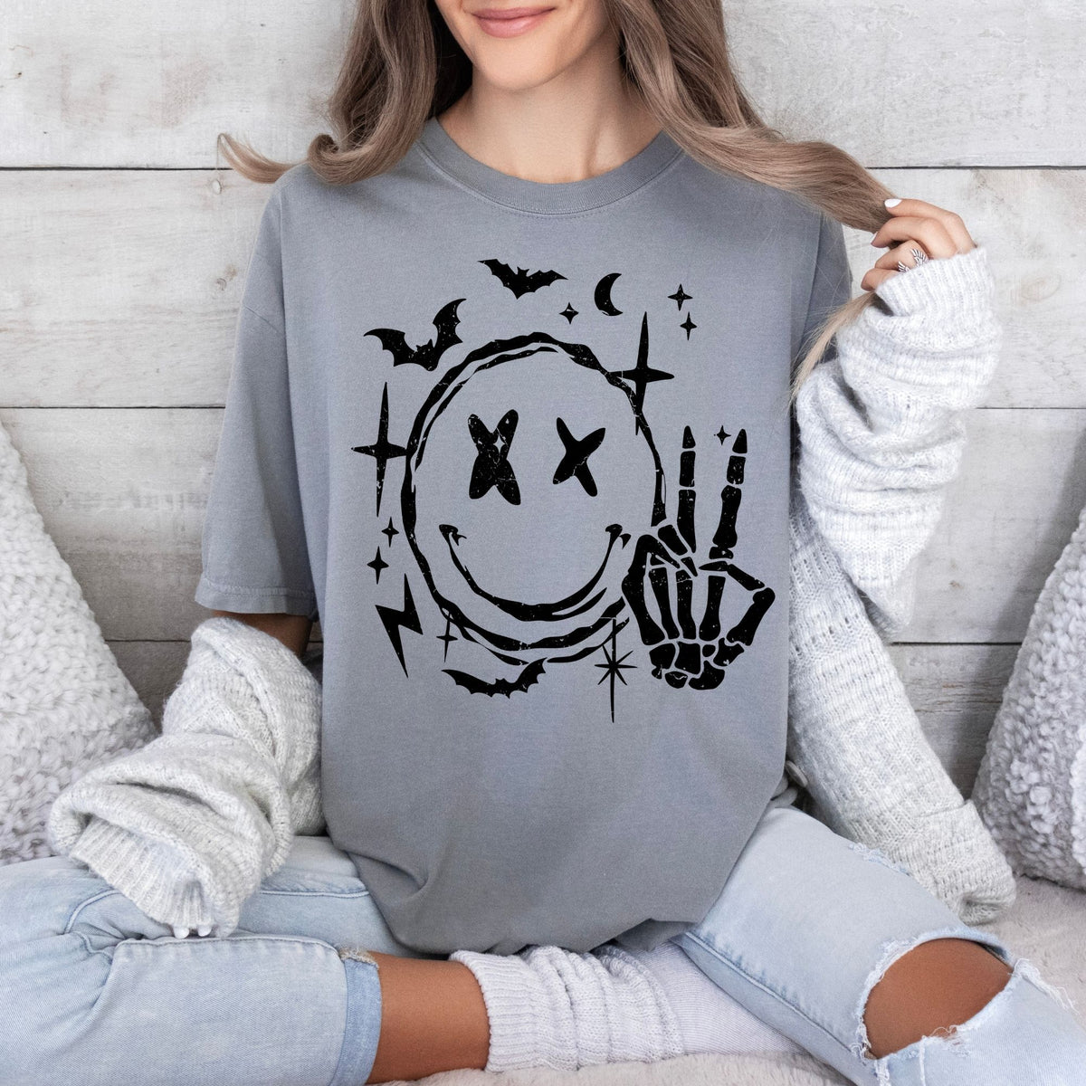 Smiley Distressed-38949-DTF transfer