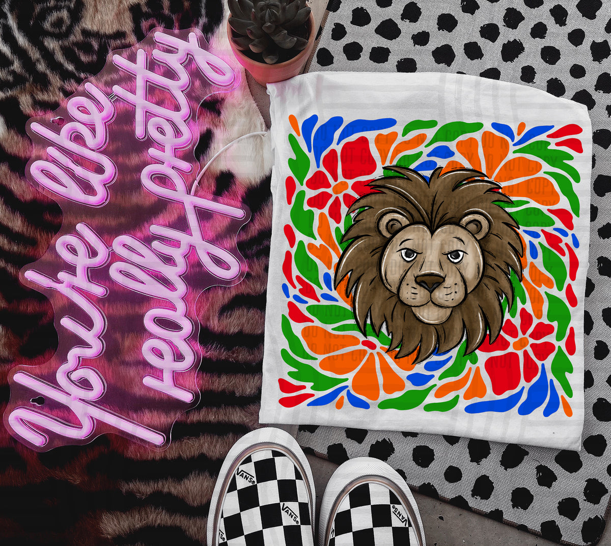 Lion Retro Floral (Caplinger) 101144 DTF transfer