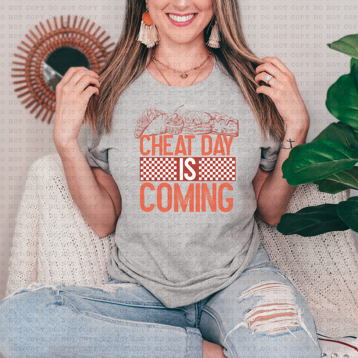 Cheat Day Is Coming (Thanksgiving, food, checkered) 3201 DTF Transfer