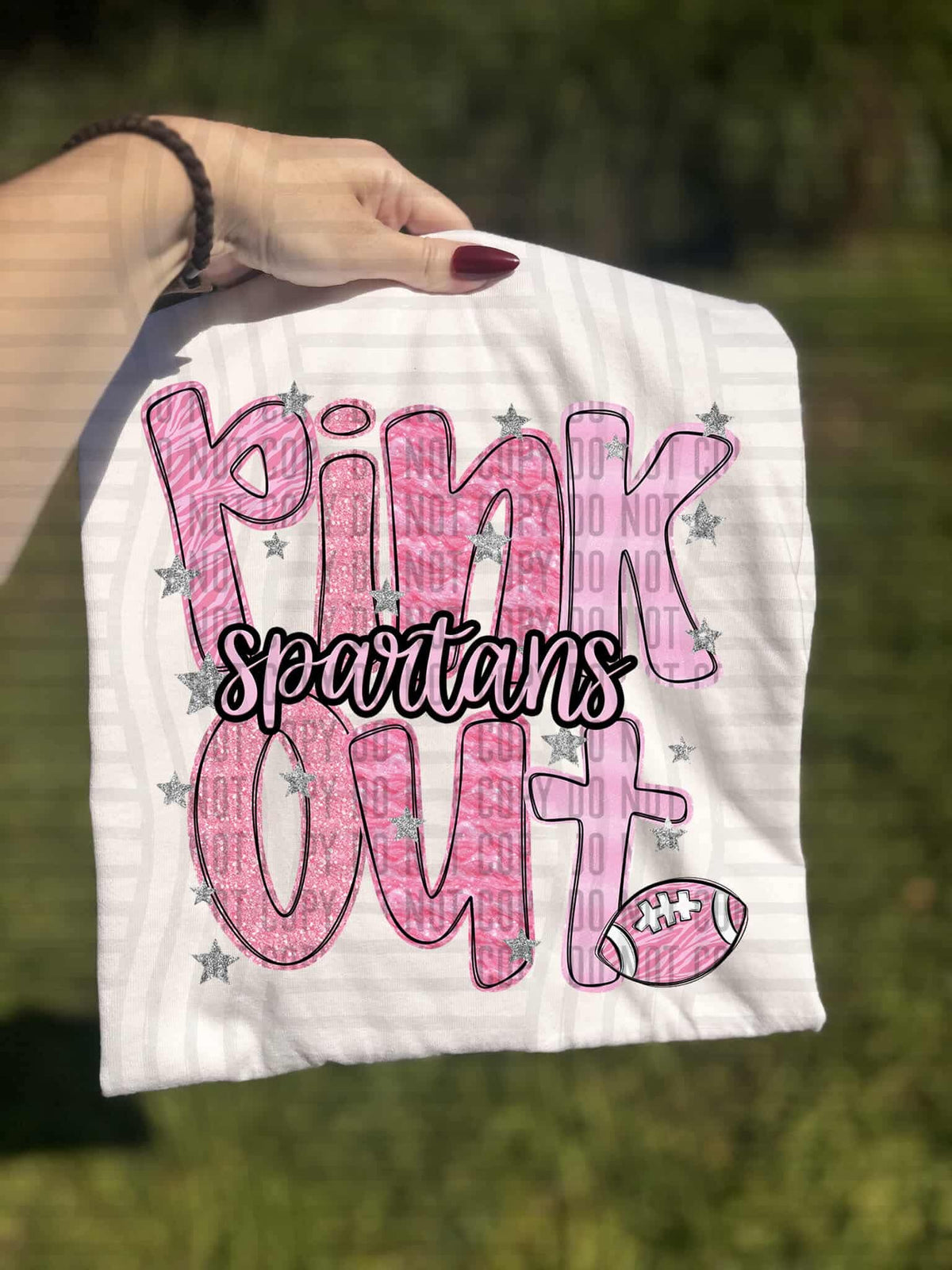 Pink out sparkles Spartans (Caplinger) DTF transfer