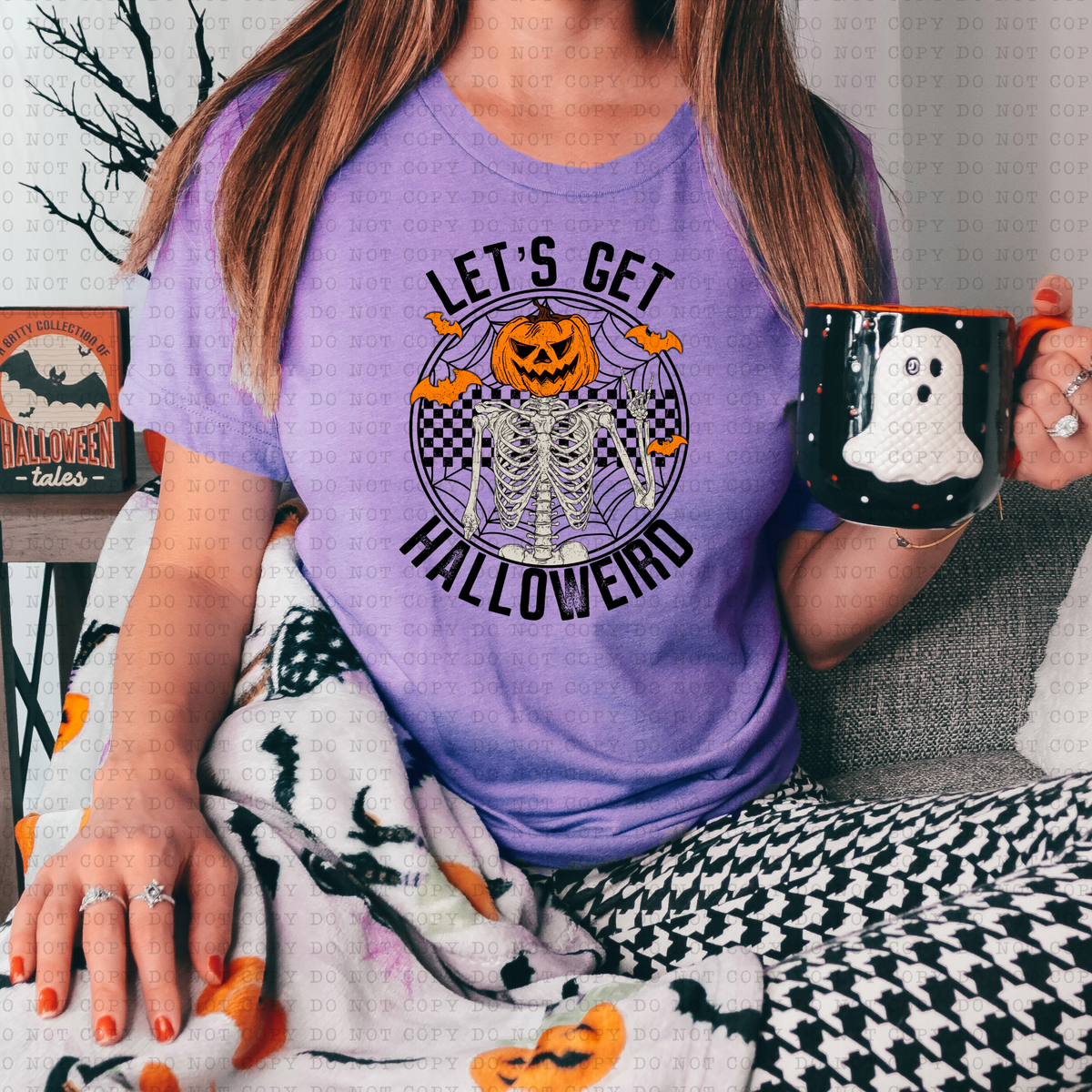 Let's Get Halloweird (skeleton, pumpkin head, circle) 3211 DTF TRANSFER