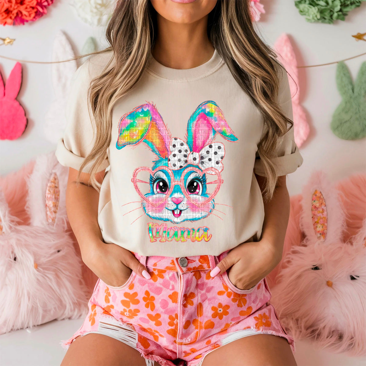 Mama Colorful  Easter bunny 93787 DTF transfer