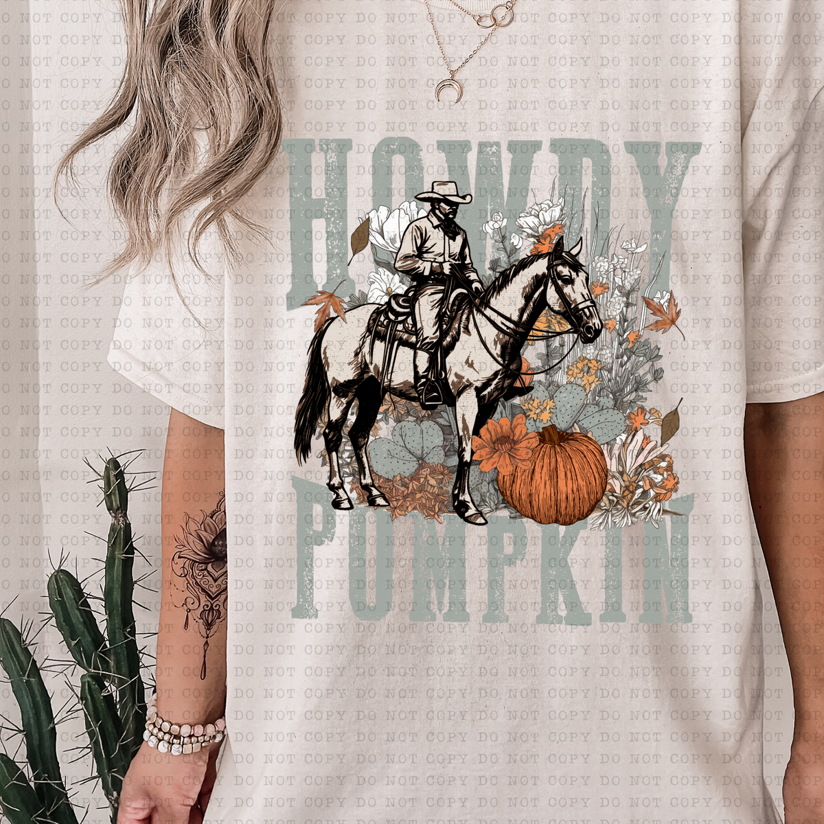 Howdy Pumpkin (western, horse, cactus) 3219 DTF TRANSFER