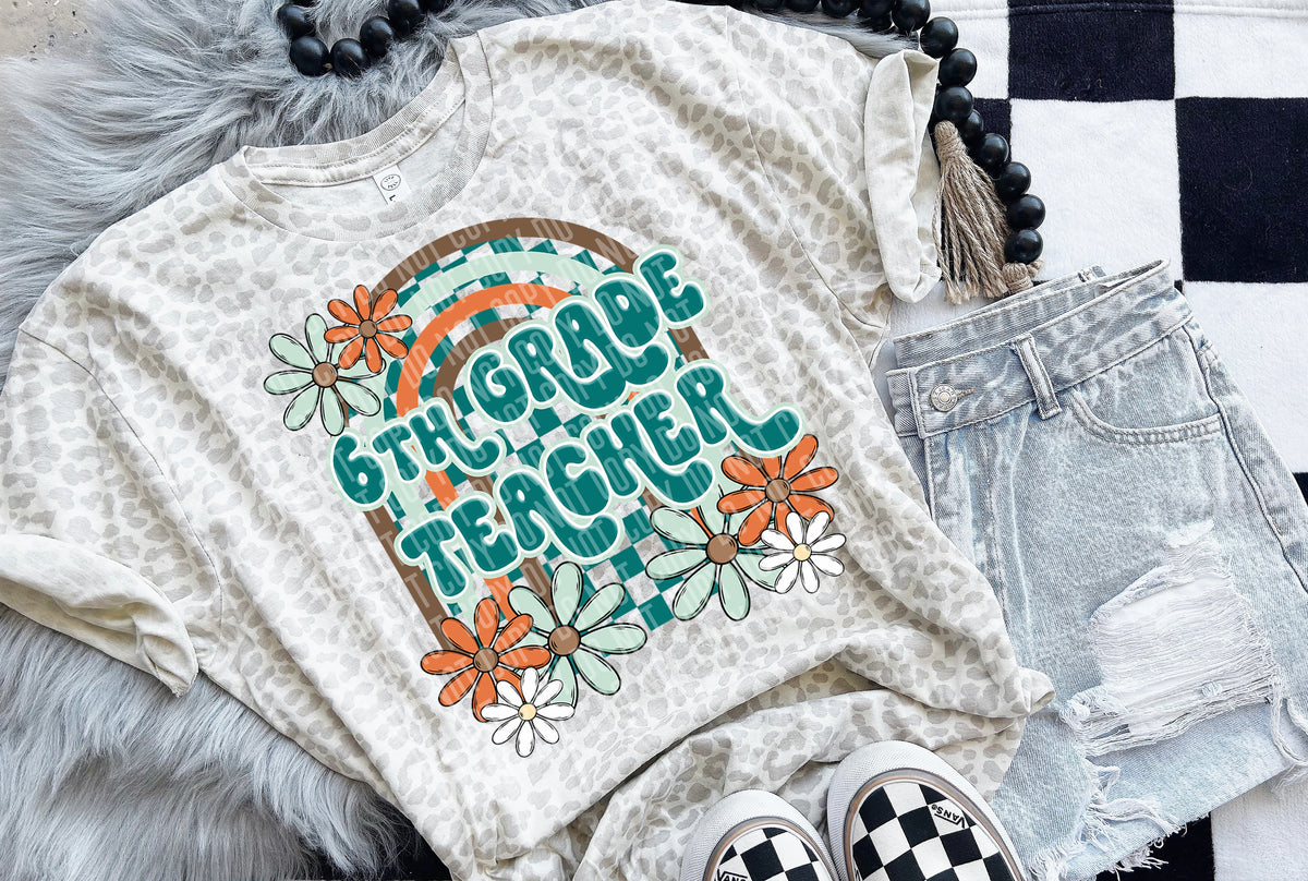 6th grade teacher Floral Arch 49531 DTF transfers