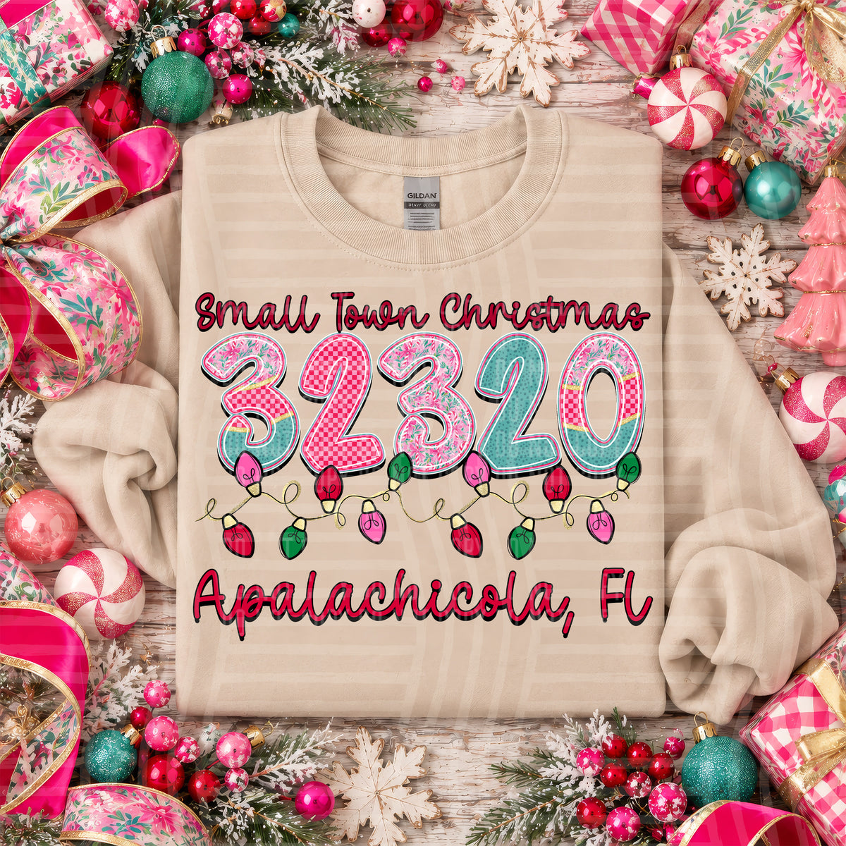 32320 small town christmas zip, town, state (caplinger) DTF Transfer