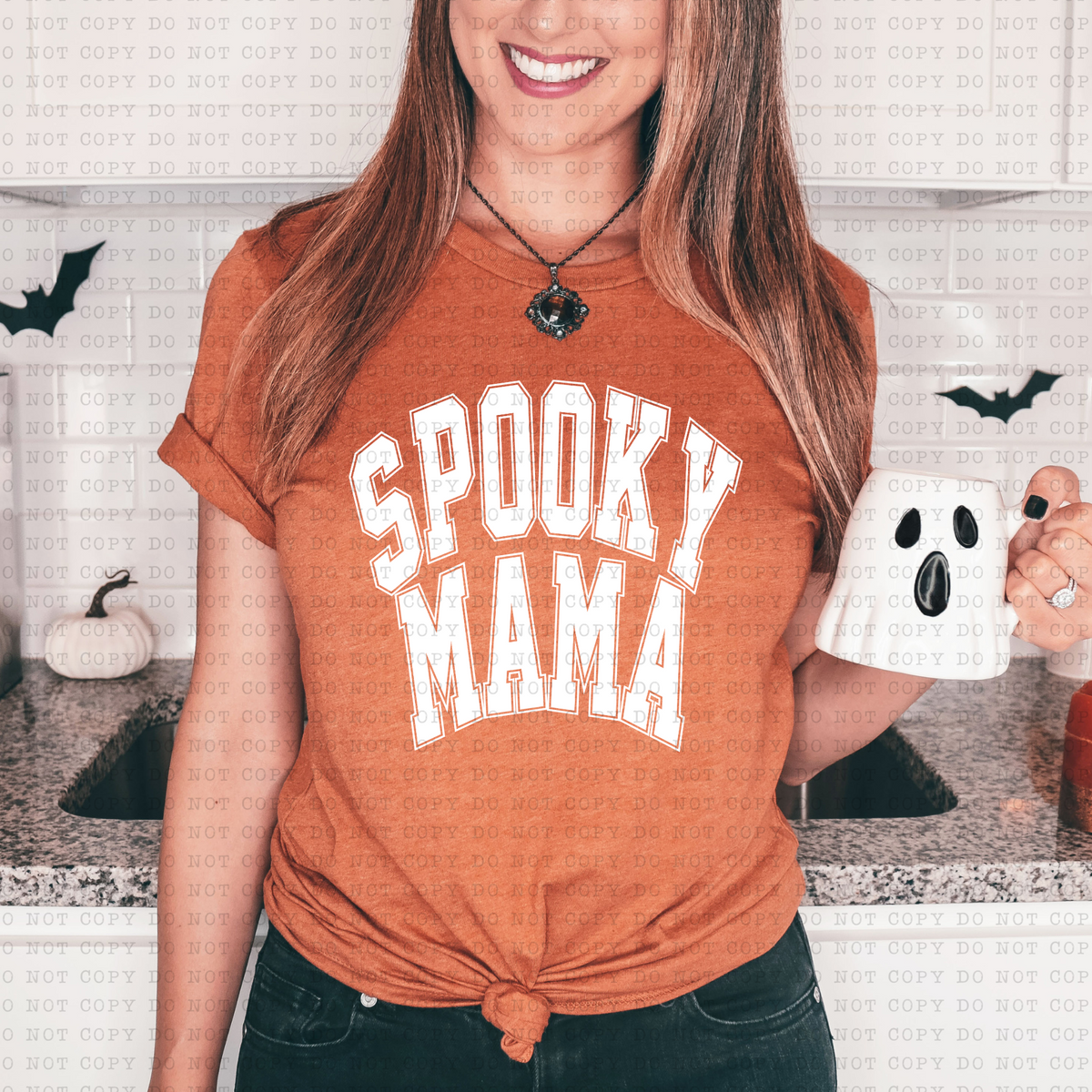 Spooky Mama (white, varsity letters) 3235 DTF TRANSFER
