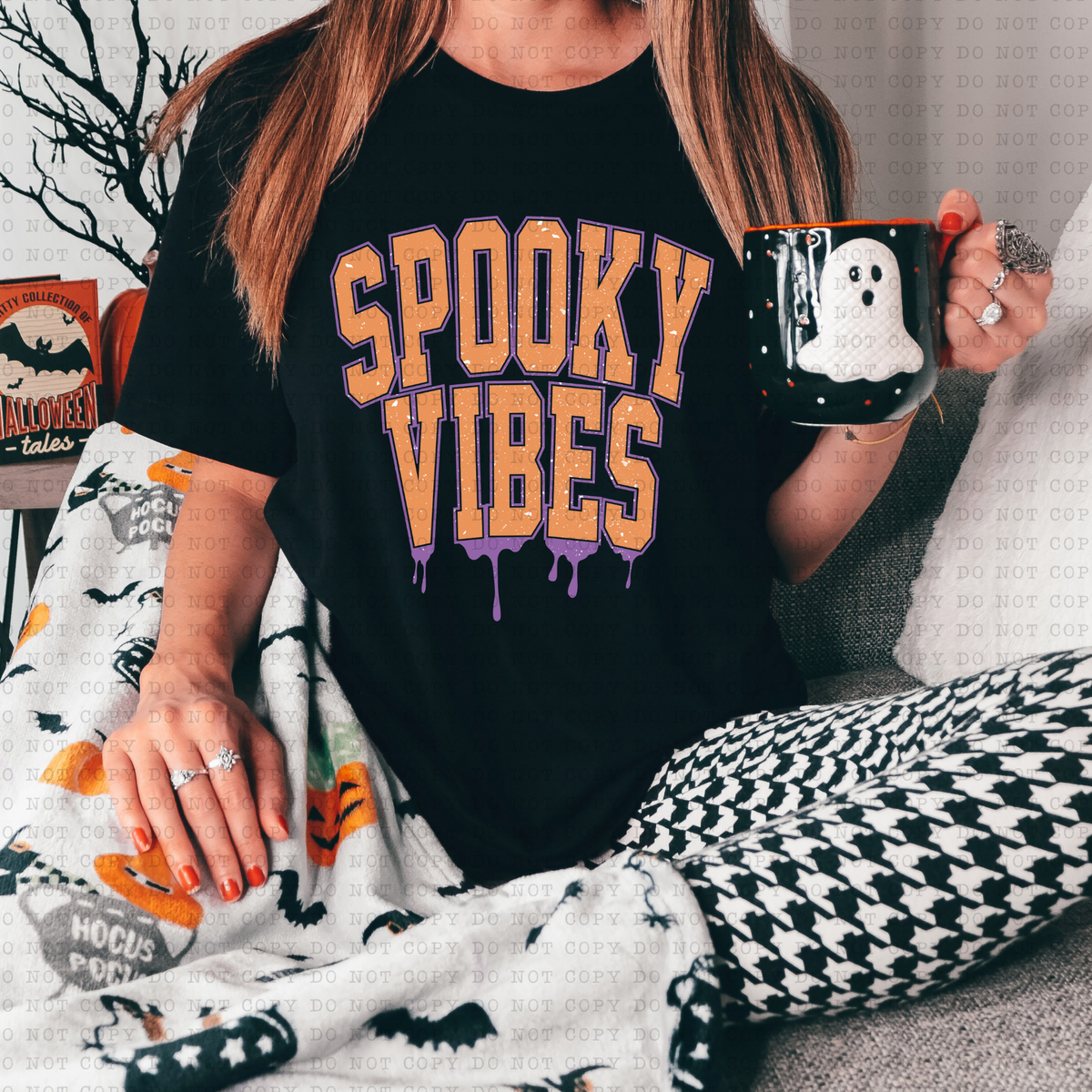 Spooky Vibes (distressed, varsity letters) 3237 DTF TRANSFER