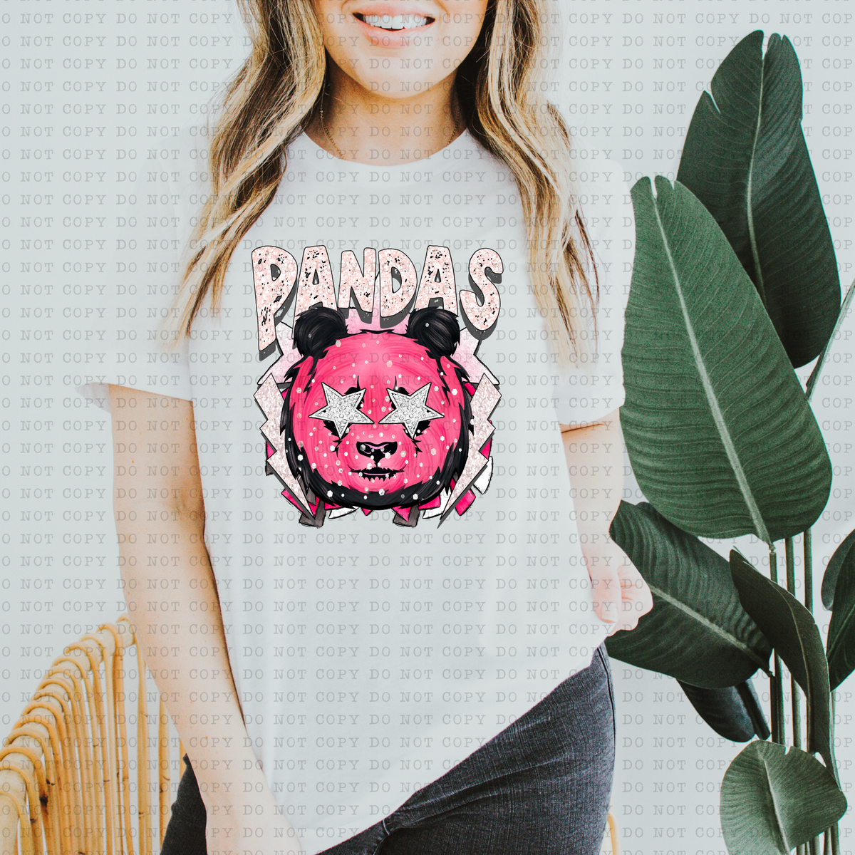 Pandas (Retro, Pink) 3259 DTF Transfers