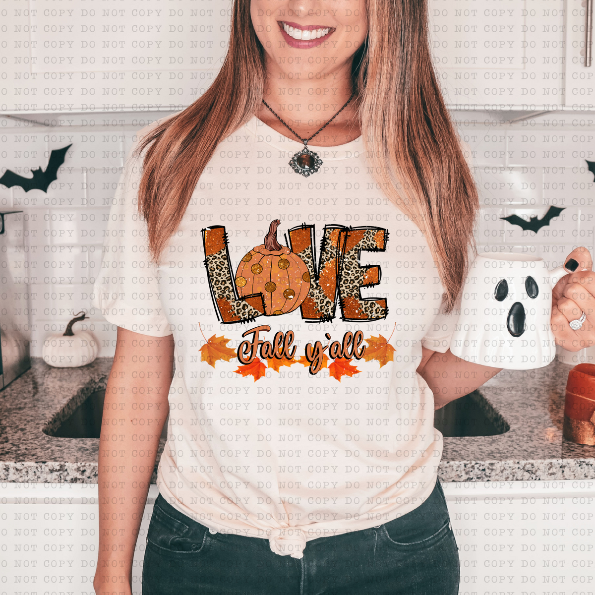 Love Fall Ya'll (leaves, pumpkin, glitter) 3263 DTF Transfers