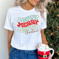 Merry Merry Merry Retro Groovy 3266 DTF Transfers