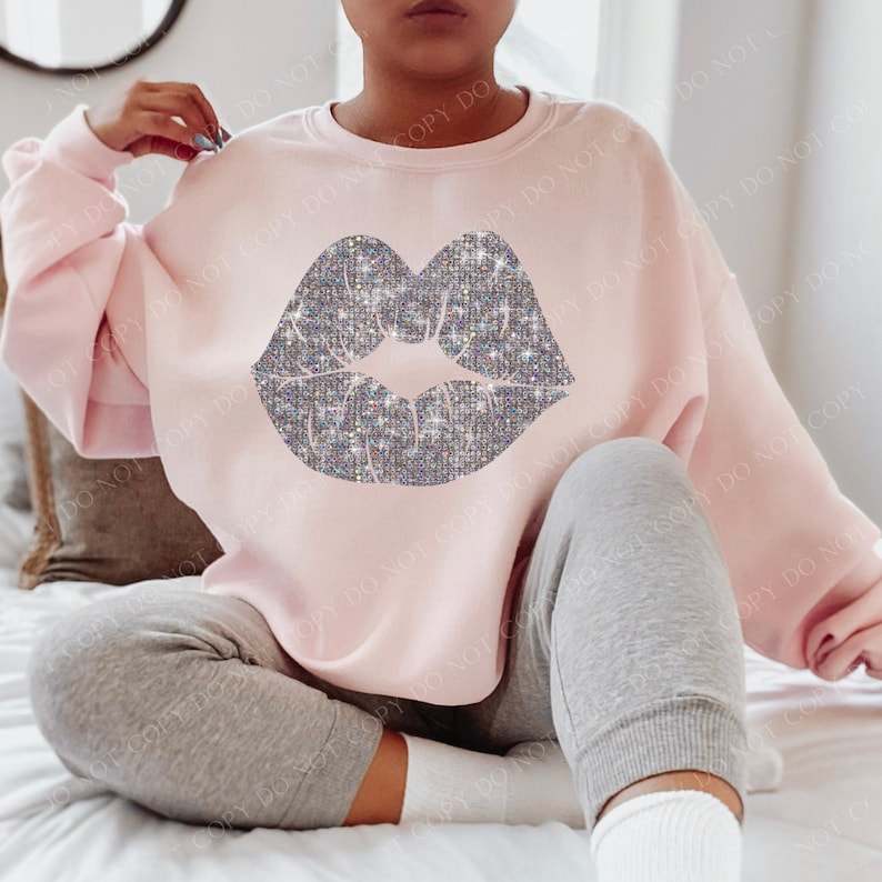 Lips faux glitter 13608 DTF transfer