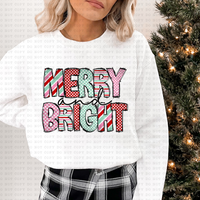 Merry And Bright (polka dots, stripes) 3272 DTF Transfers