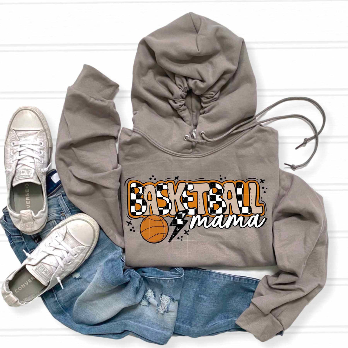 Basketball mama orange checkered (CSC) 84404 DTF transfer