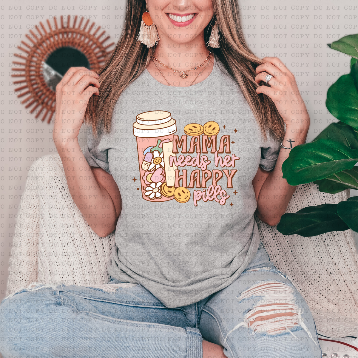 Mama Needs Her Happy Pills (retro, smile) 3277 DTF Transfers