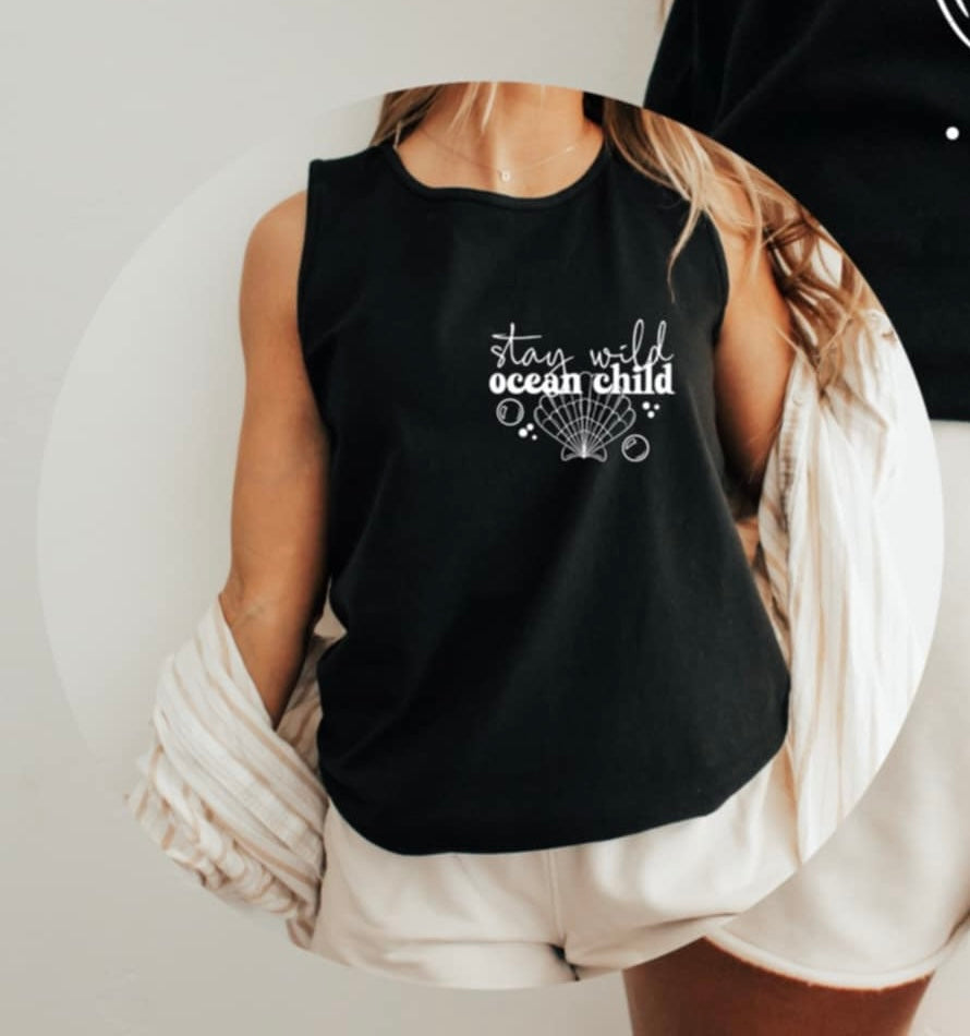 Stay wild ocean child WHITE pocket (CSC) 94112 DTF transfer