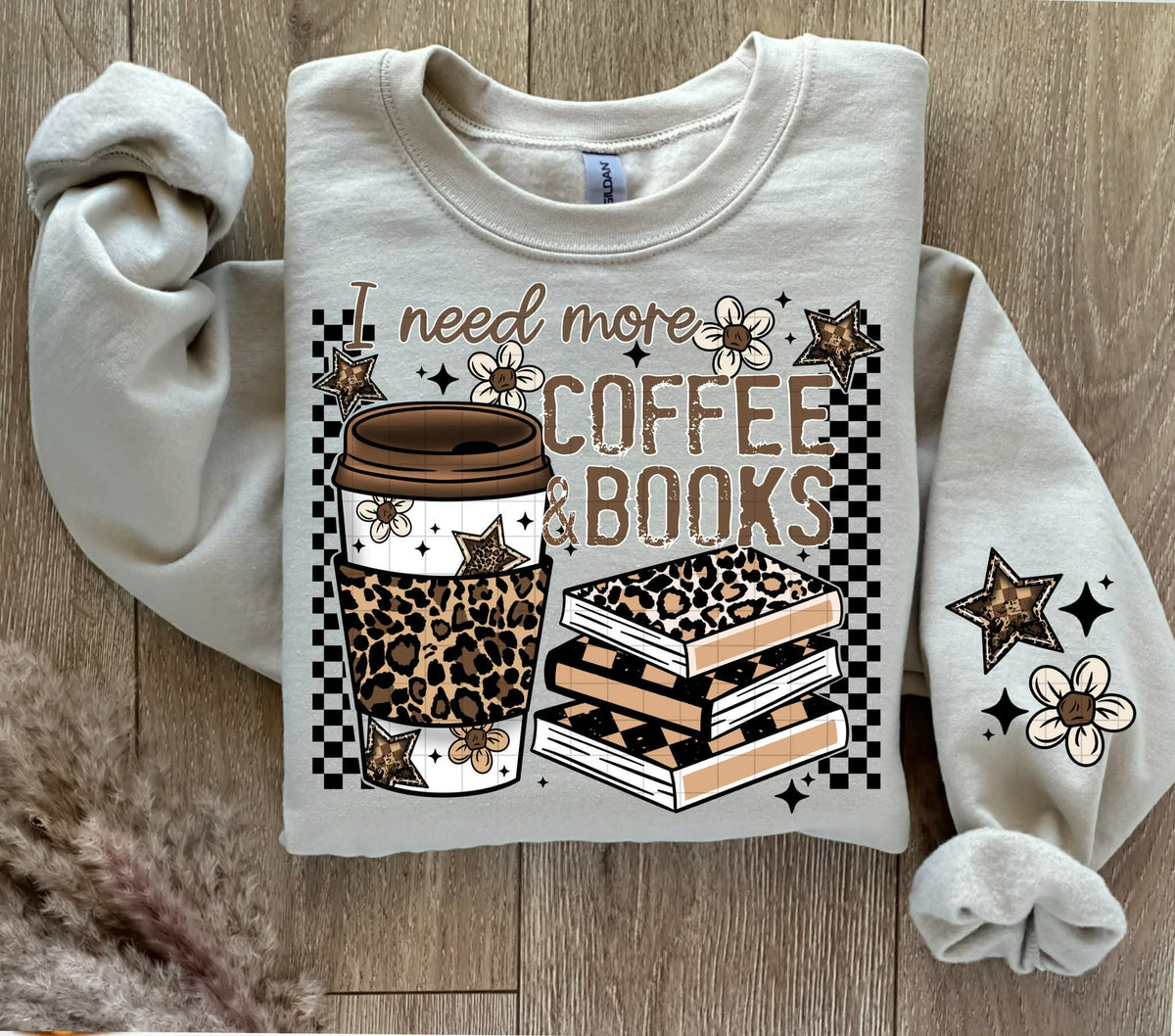 I need more Coffee Books (front only) (Linda) DTF Transfer