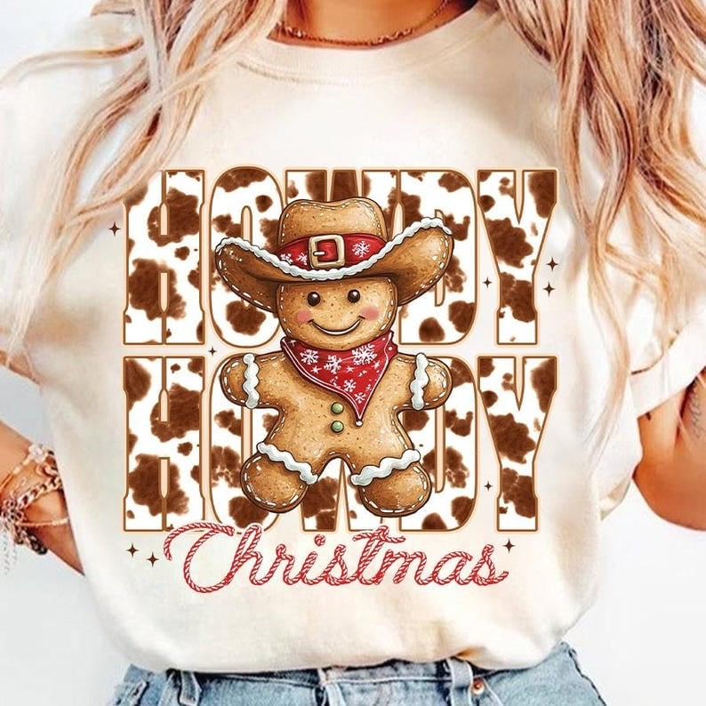 Howdy Christmas gingerbread man 64814 DTF transfer