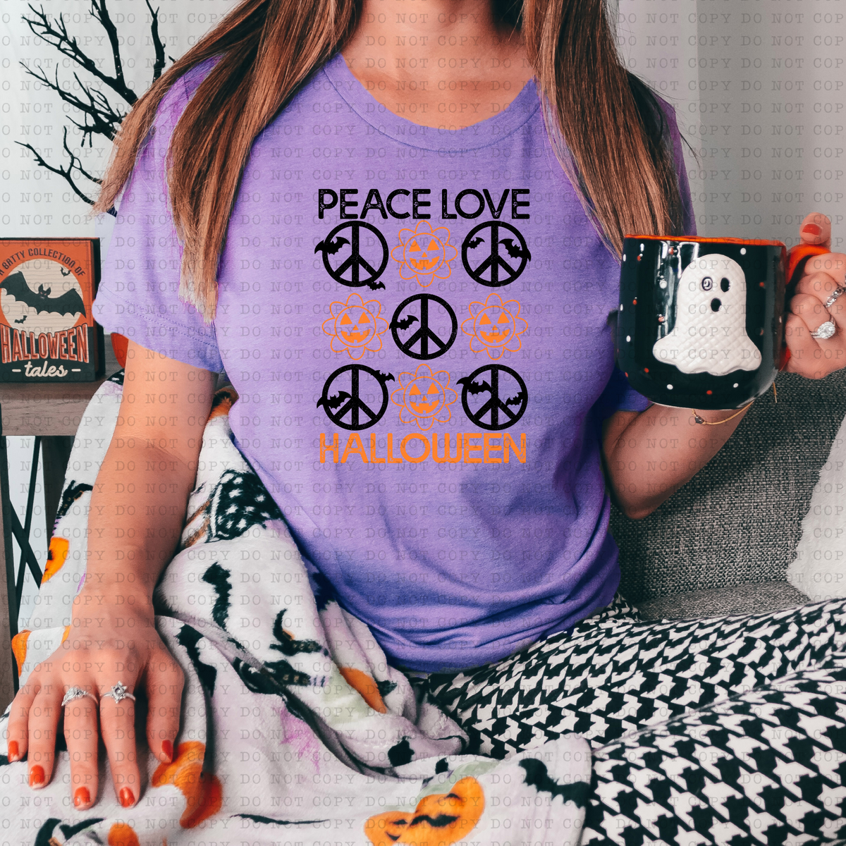 Peace Love Halloween (peace sign, pumpkin) 3295 DTF TRANSFER