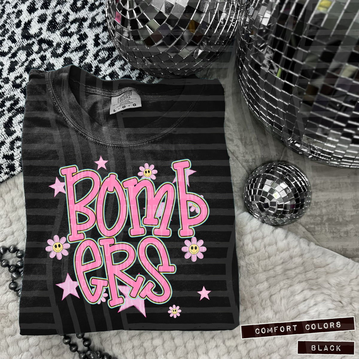 Bombers Pink Flowers And Stars 104918 DTF transfer