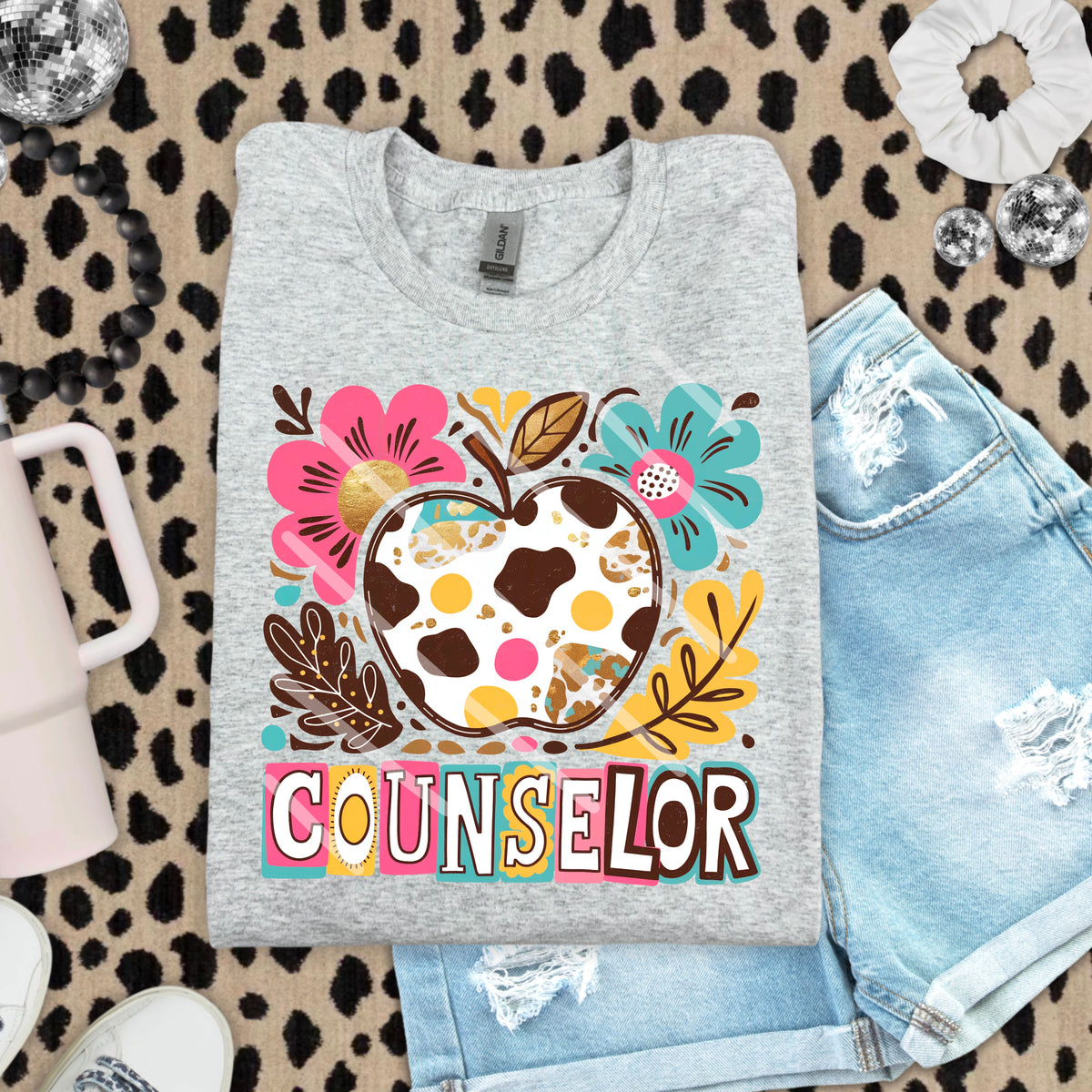 Counselor Abstract Florals with Apple 110825 DTF Transfer