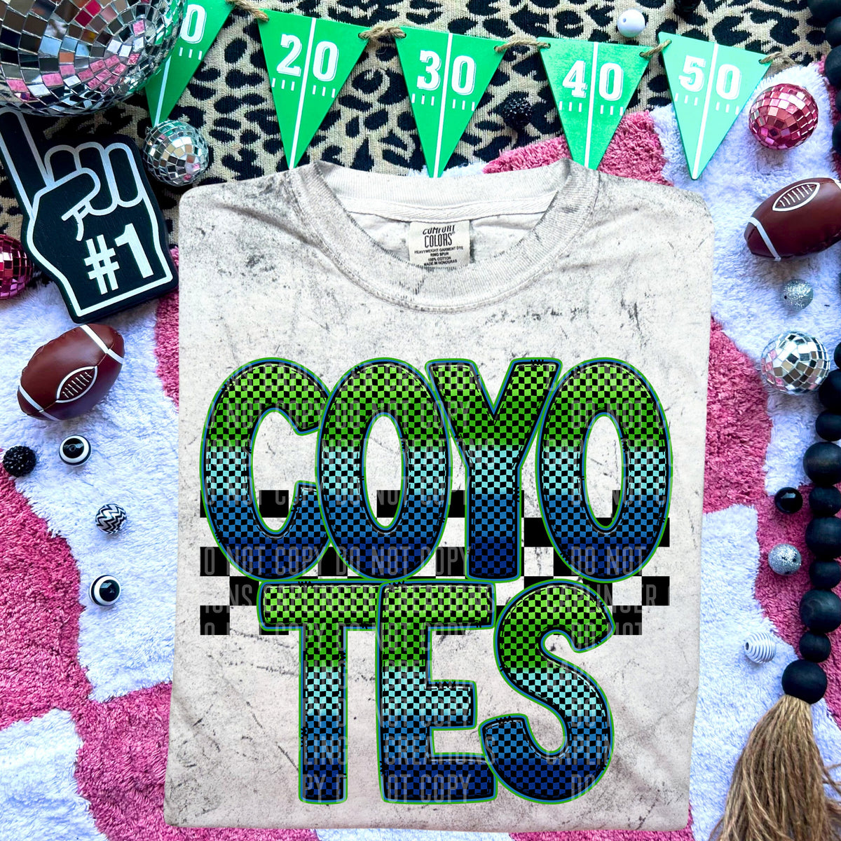 Coyotes Blue and Green Checkered (Caplinger) DTF transfer