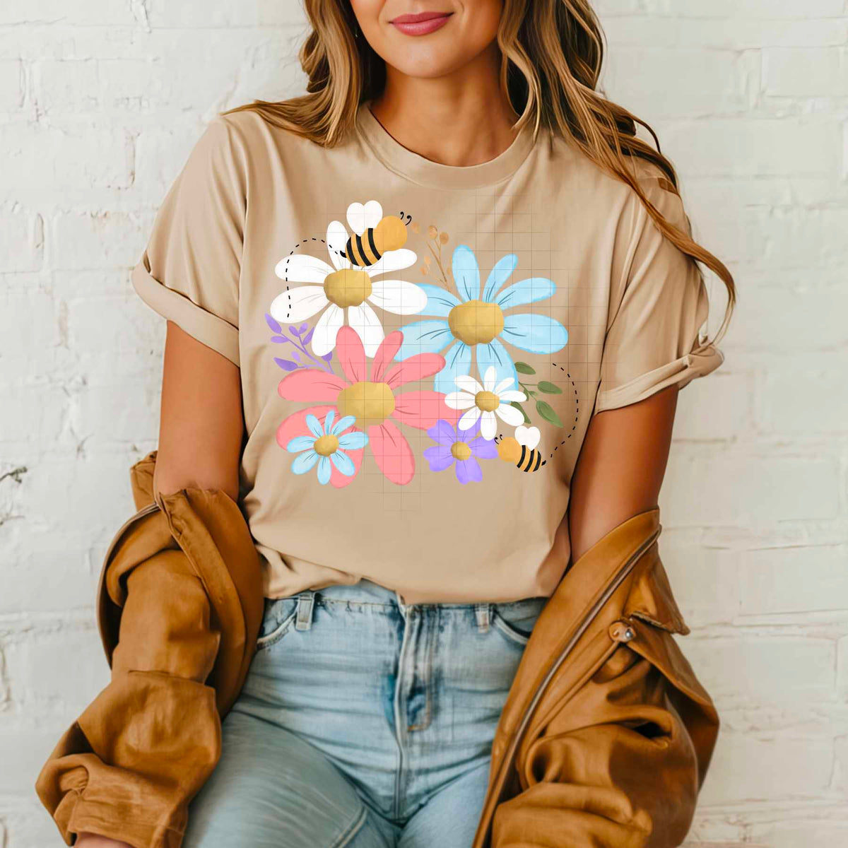 Floral cluster with bee (CSC) 84295 DTF transfer