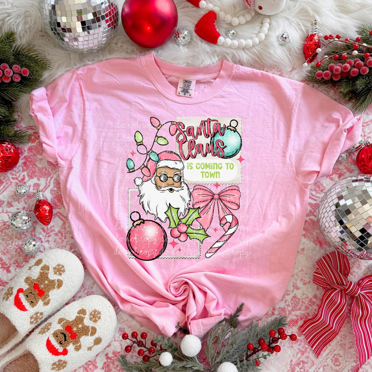 Santa Claus is coming to town stamps (light skin tone) exclusive DTF Transfer