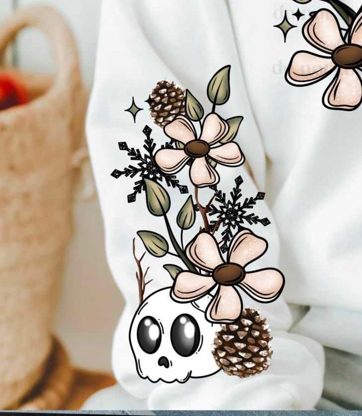 Winter sleeve with skull (CSC) 60692 DTF transfer