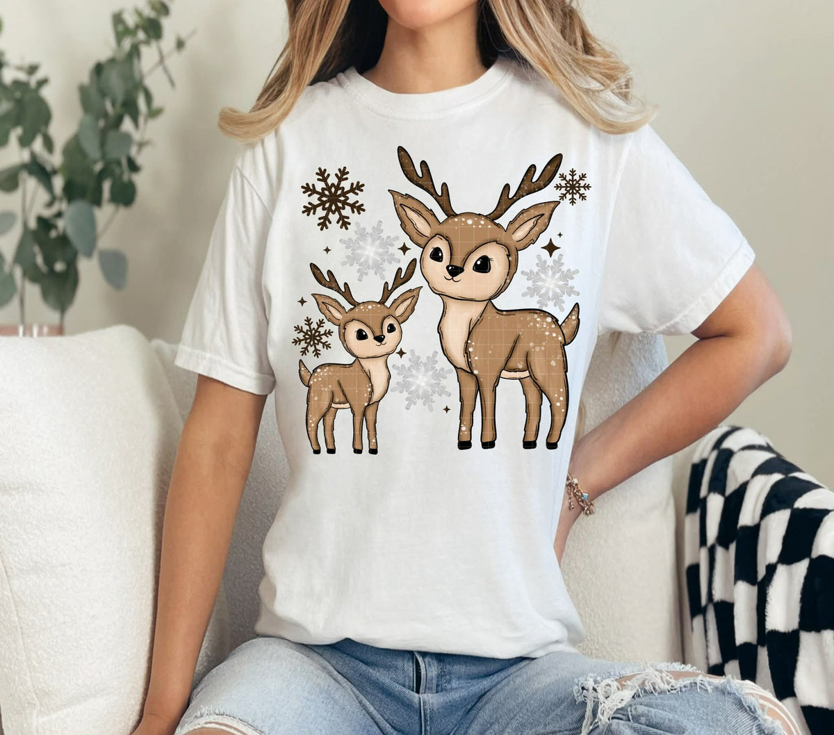 Deer and Snowflakes (linda) DTF Transfer