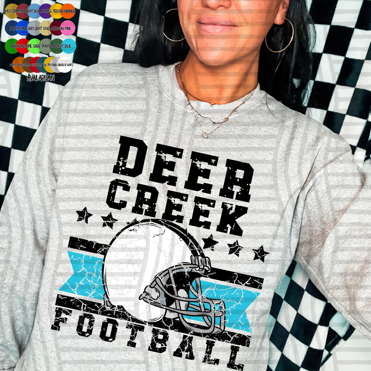 deer creek football helmet distressed colors (caplinger) DTF transfer