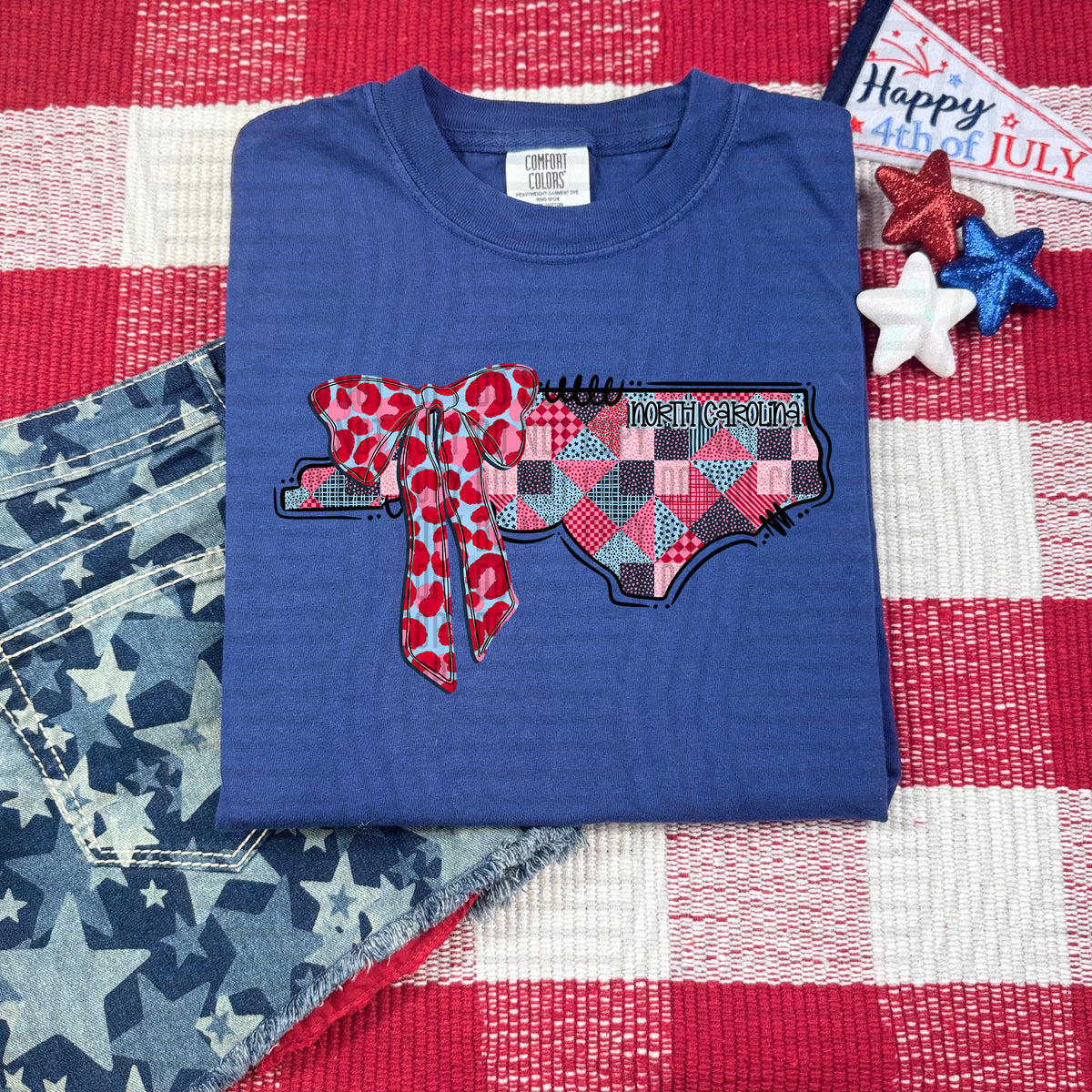 North Carolina RWB faux patchwork (Caplinger) dtf transfer