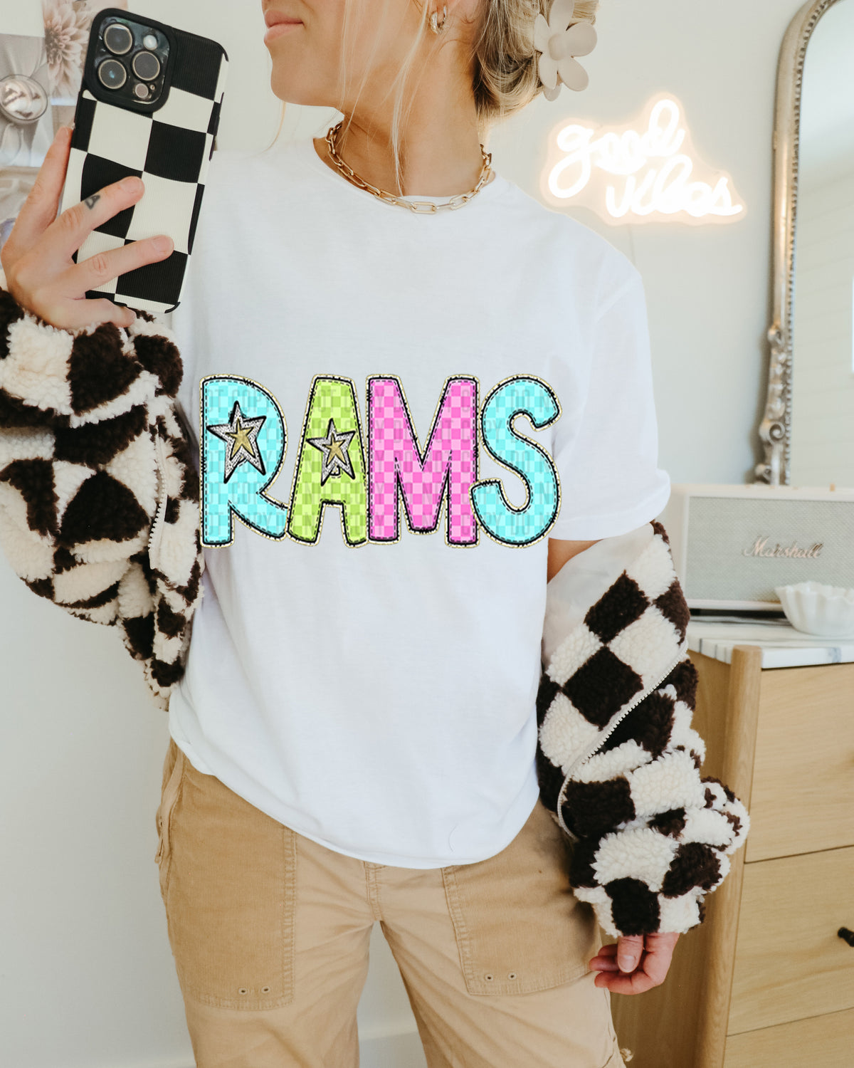 Rams Colorful Checkered (caplinger) DTF transfer
