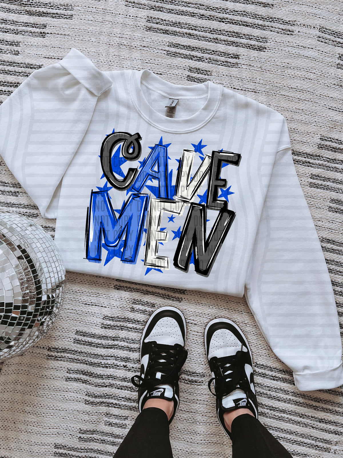 cave men black and blue with blue stars (caplinger) DTF Transfer