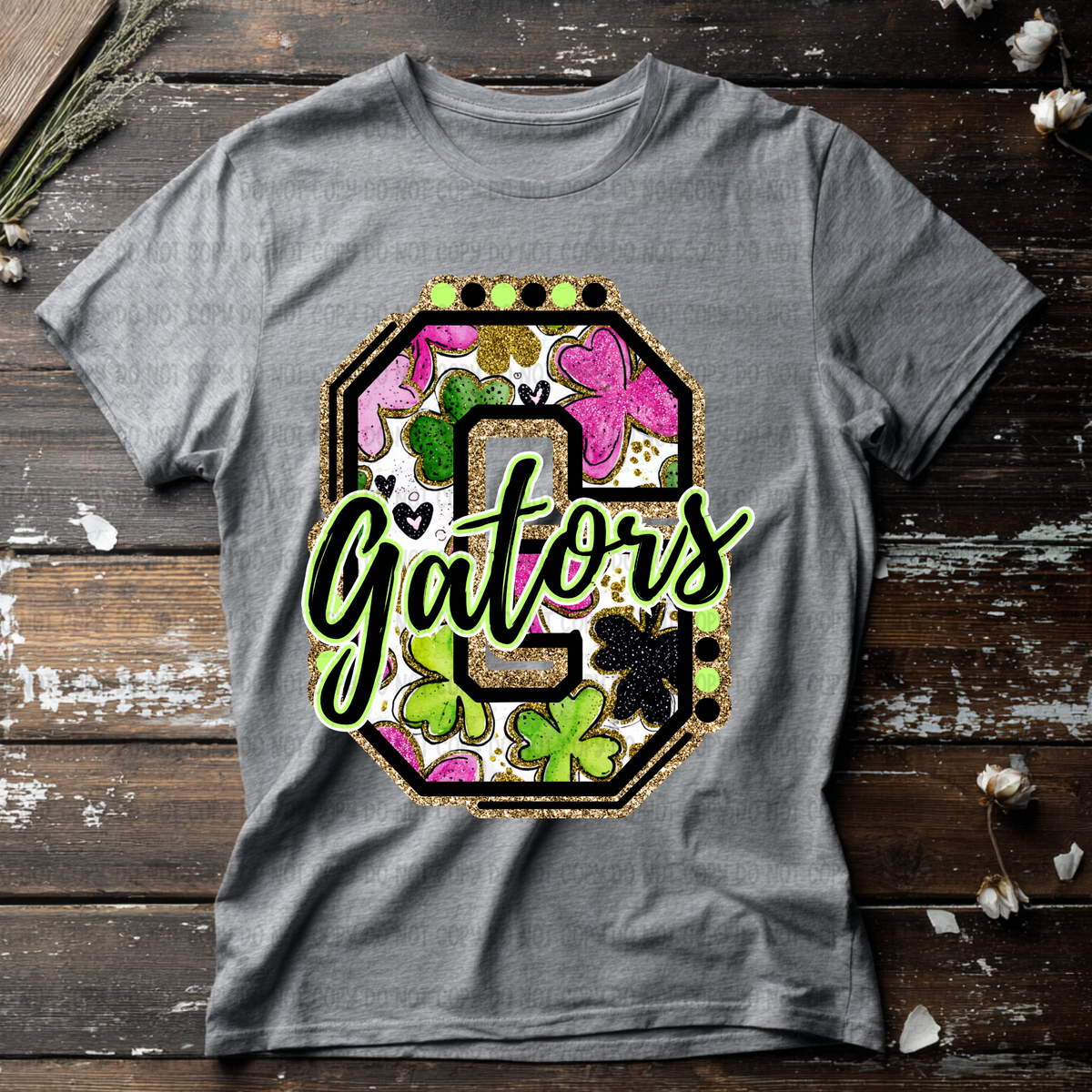 Gators letter St. Patrick's Day PINK (Revel) DTF Transfer