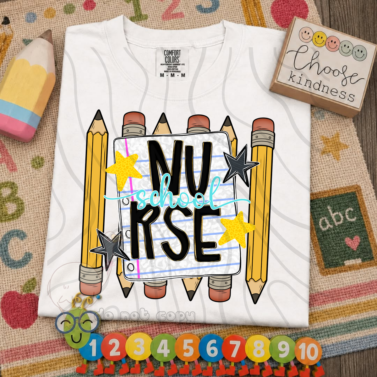 School nurse pencil and stars (DKD) DTF transfer
