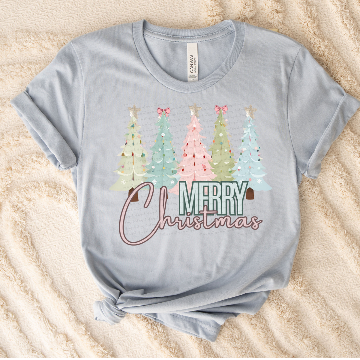 Merry Christmas pastel trees 68225 DTF Transfer