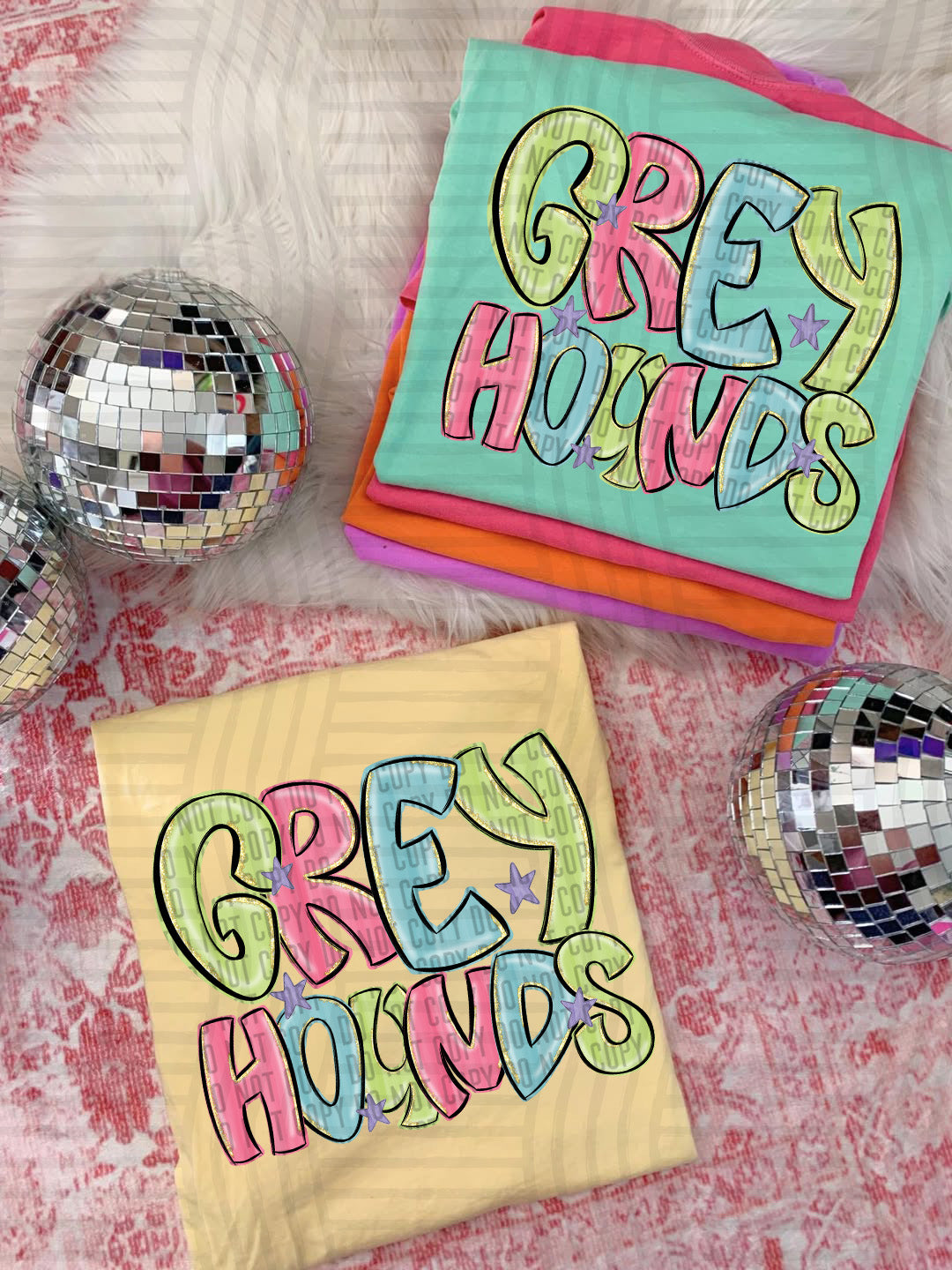 Greyhounds Glittery & Preppy Mascots (Caplinger) DTF transfer
