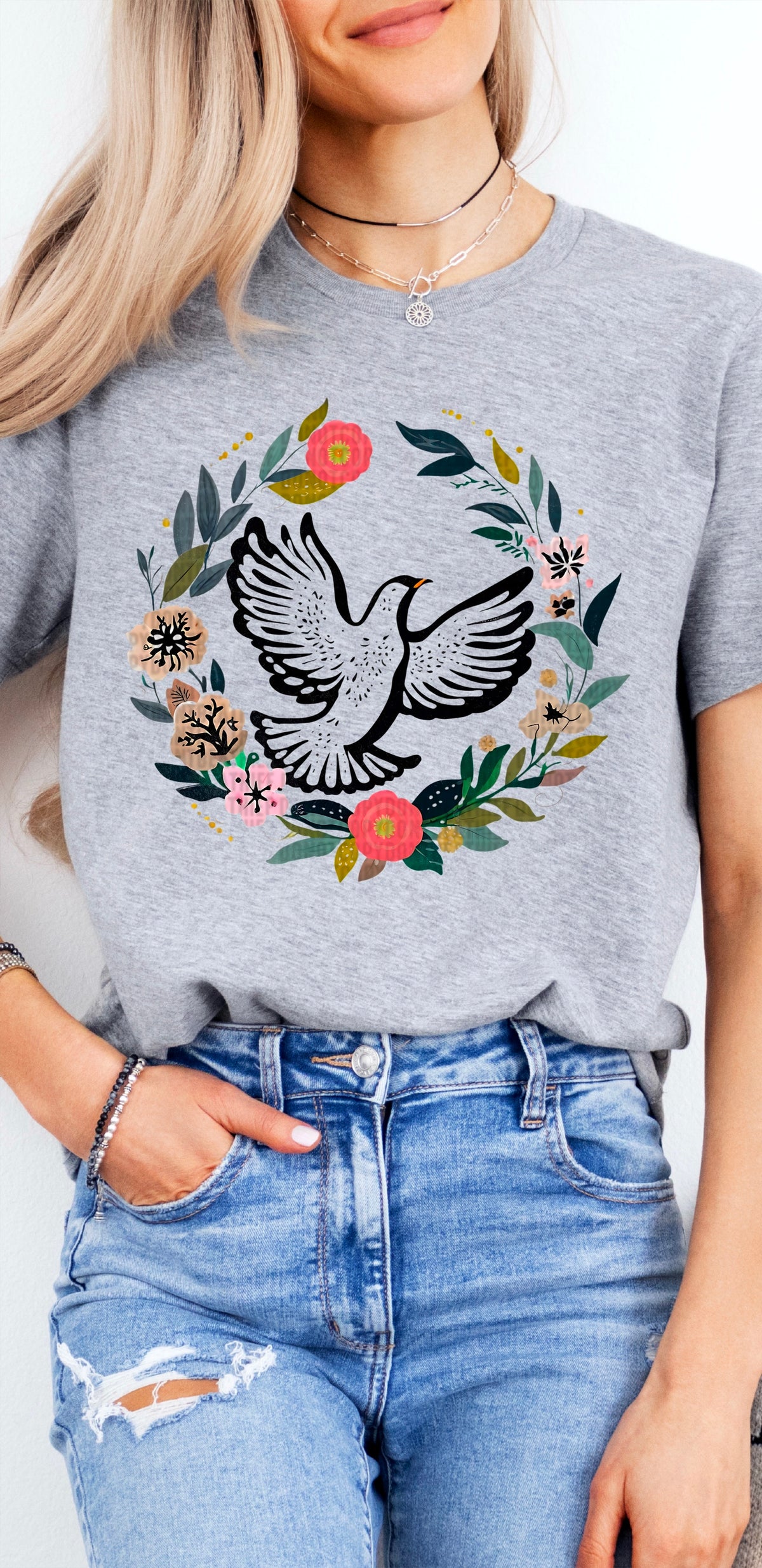 Dove floral circle 94875 DTF transfer